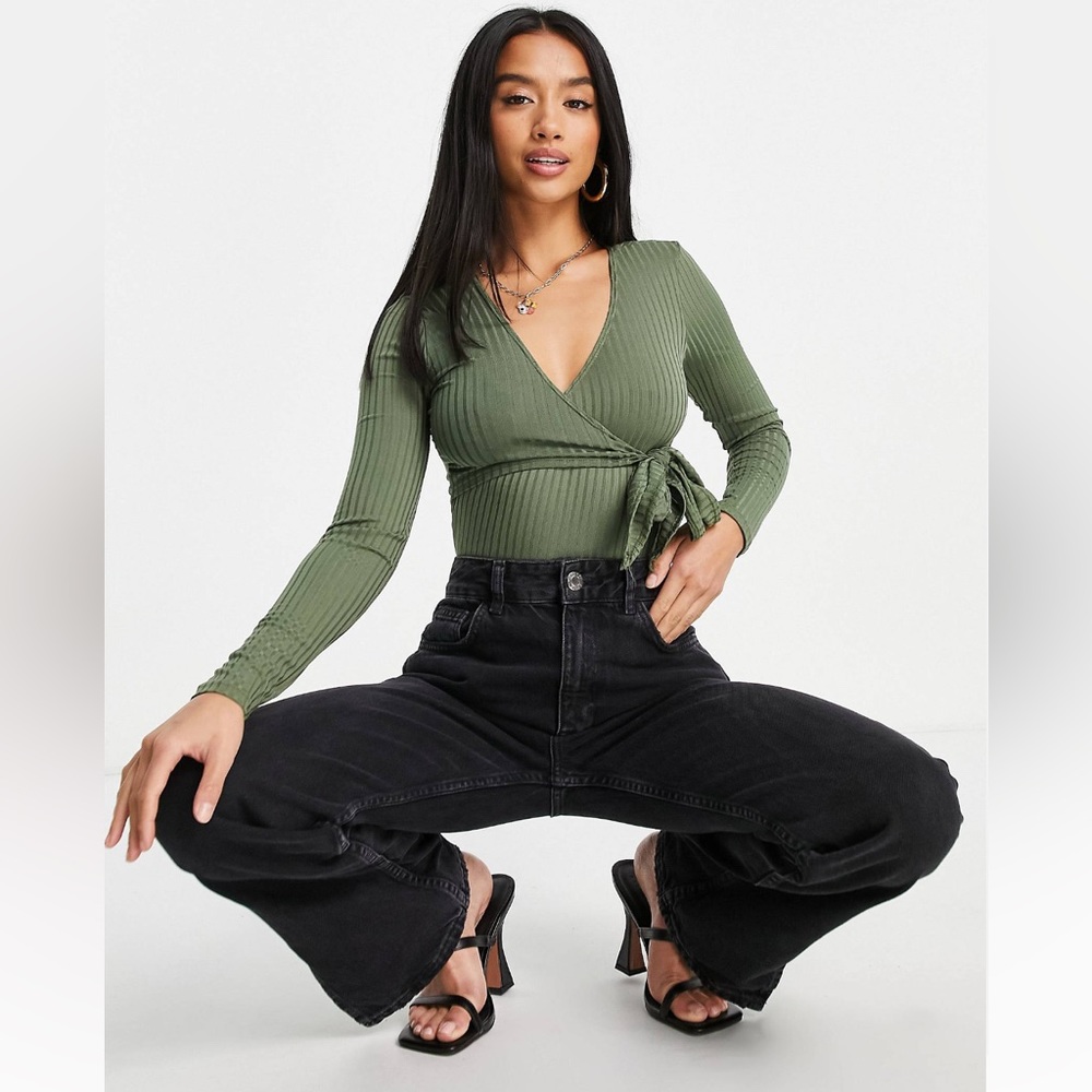 Flounce London Petite Ballet Wrap Bodysuit
